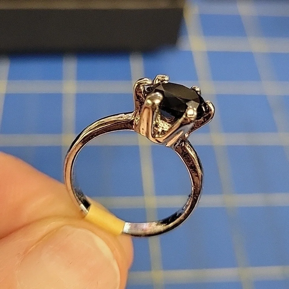 Blue Sapphire Faux Stone Silver Tone Ring Size 6